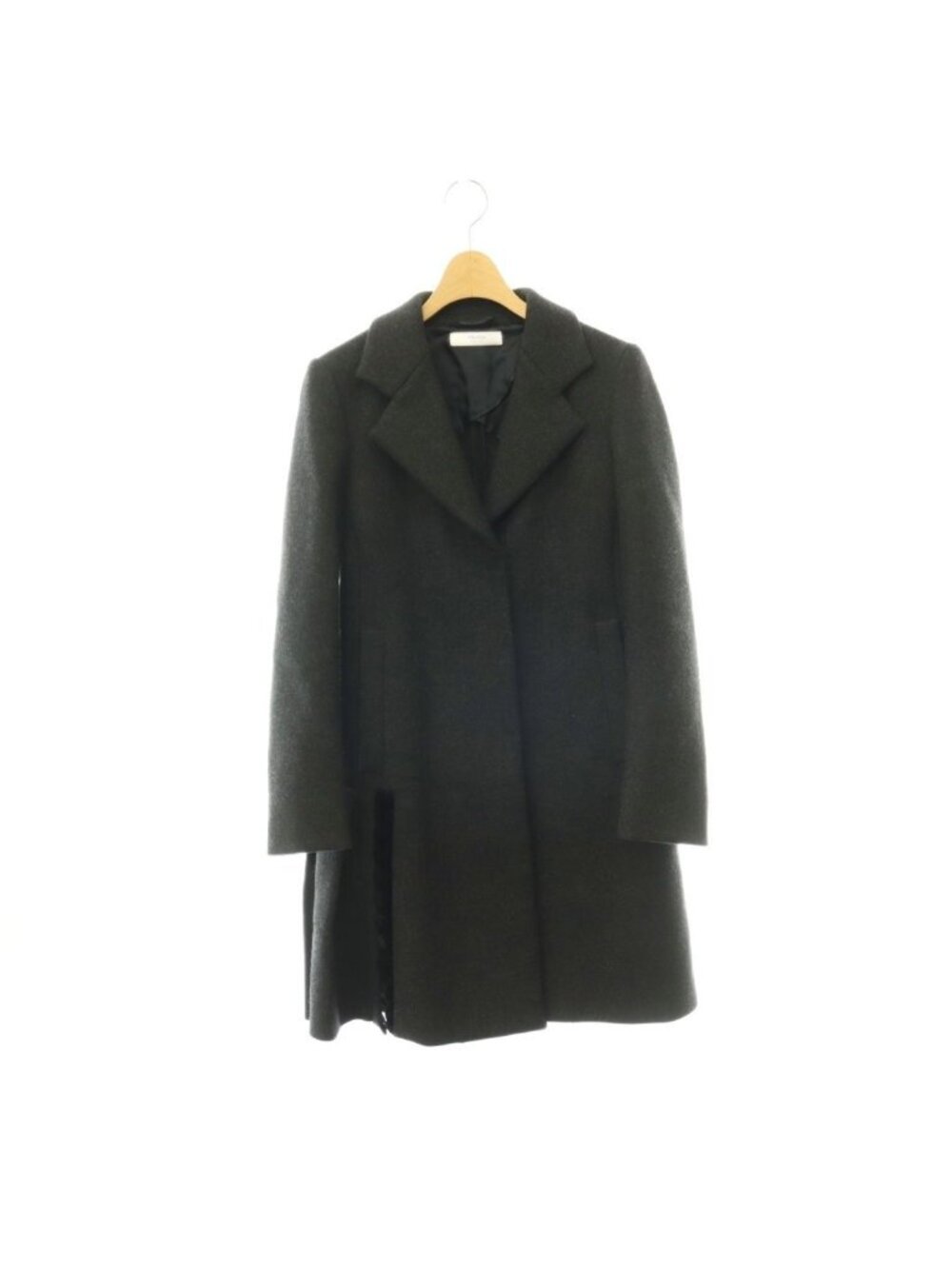 Prada Chesterfield Cashmere Blend Pleats Half Lined Charcoal Gray 36